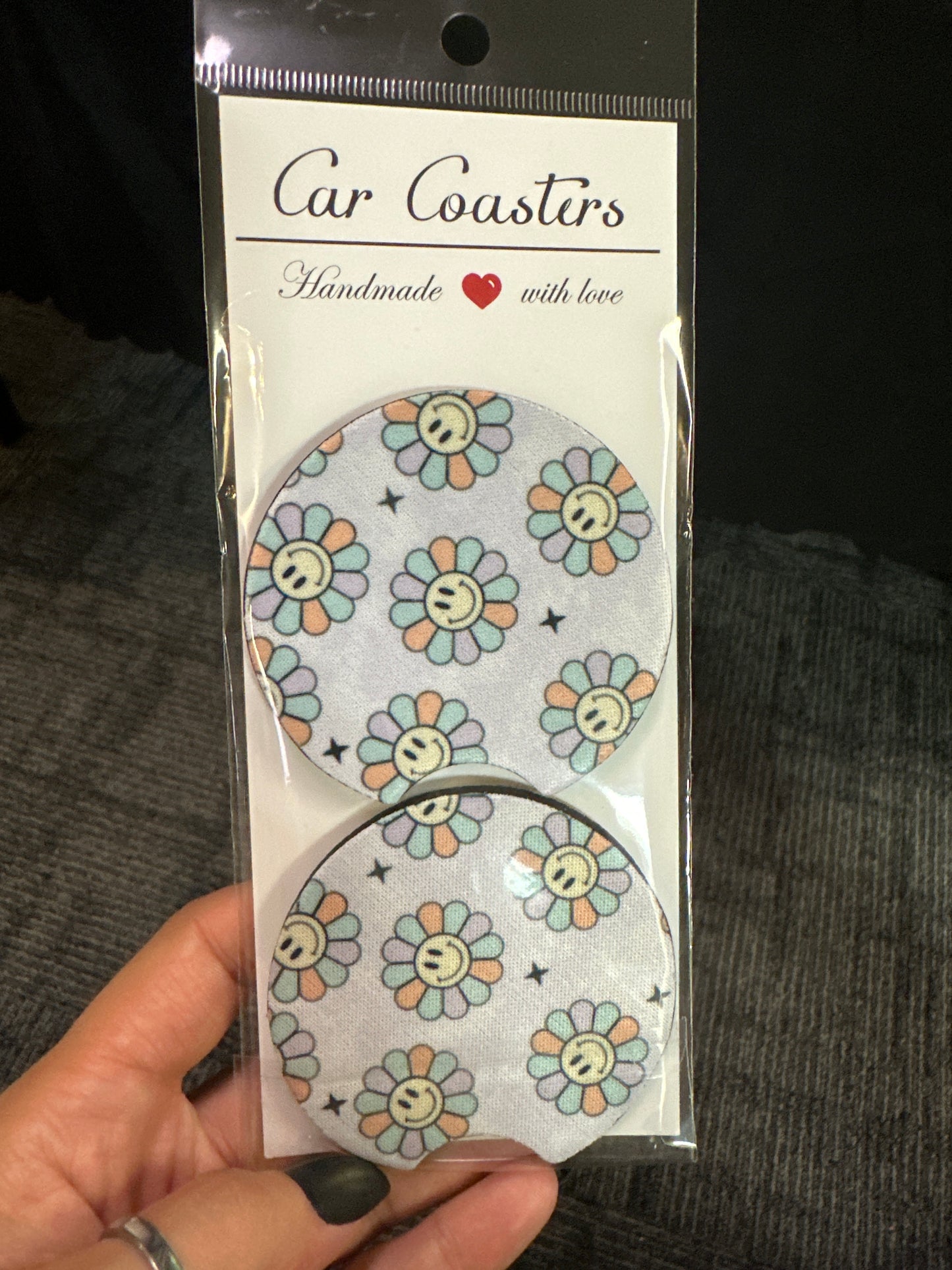 Car Coasters - Smiley Daisies