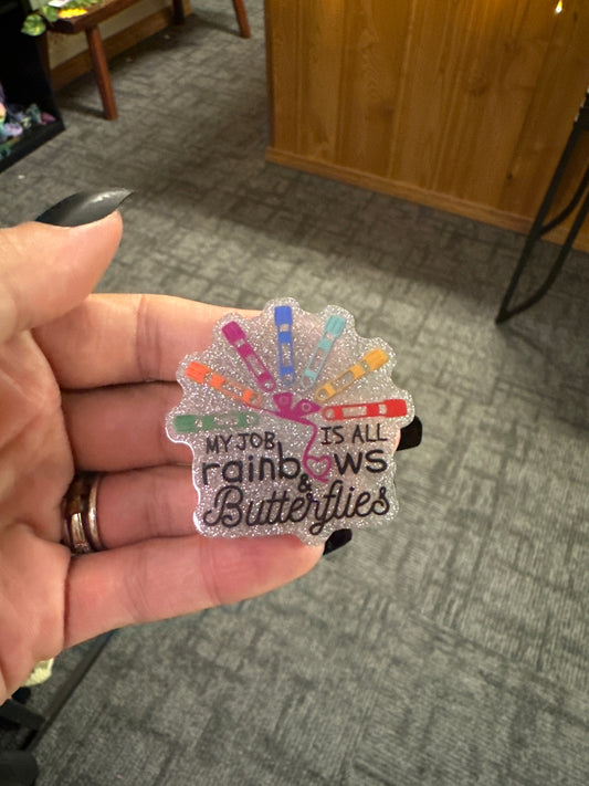 Badge Reel Attachment - Rainbows & Butterflies