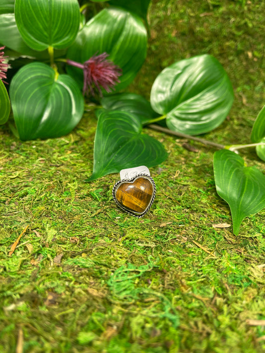 Heart Ring - Size 9 Tiger Eye