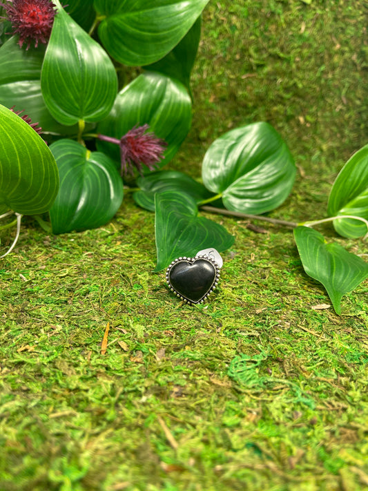 Heart Ring - Size 9 Black Onyx